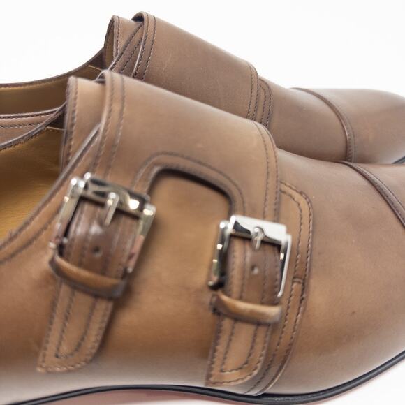 Christian Louboutin Mortimer Brown Leather Monk Strap Loafers Men’s 44 EU - Picture 7 of 9